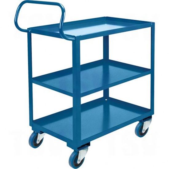 Image sur Chariot ergonomique à tablettes 26¨ x 37¨ Caoutchouc bleu 5¨ Bordure vers le haut