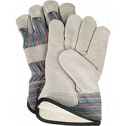 Image de Gants d'ajusteur en cuir de vache refendu doublés de coton molletonné