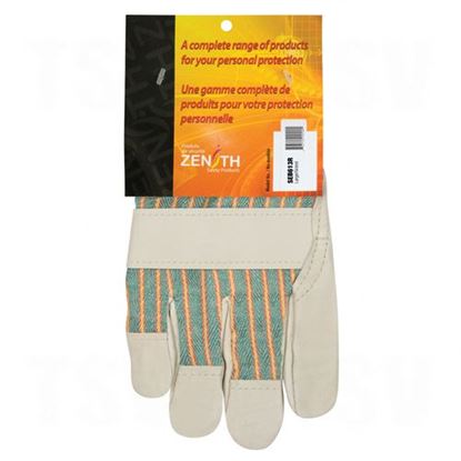 Image de Gants en cuir fleur de vache refendu de qualité supérieure entièrement doublés de coton molletonné