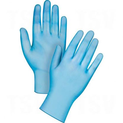 Image de Gants d'examen économiques en vinyle bleu et poudré