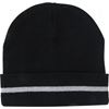 Image de Bonnet en tricot noir avec bande réfléchissante argentée
